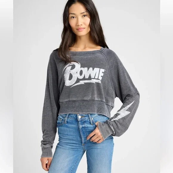 Recycled Karma BOWIE STRIKE CROPPED SWEATSHIRT NWOT - Picture 4 of 6